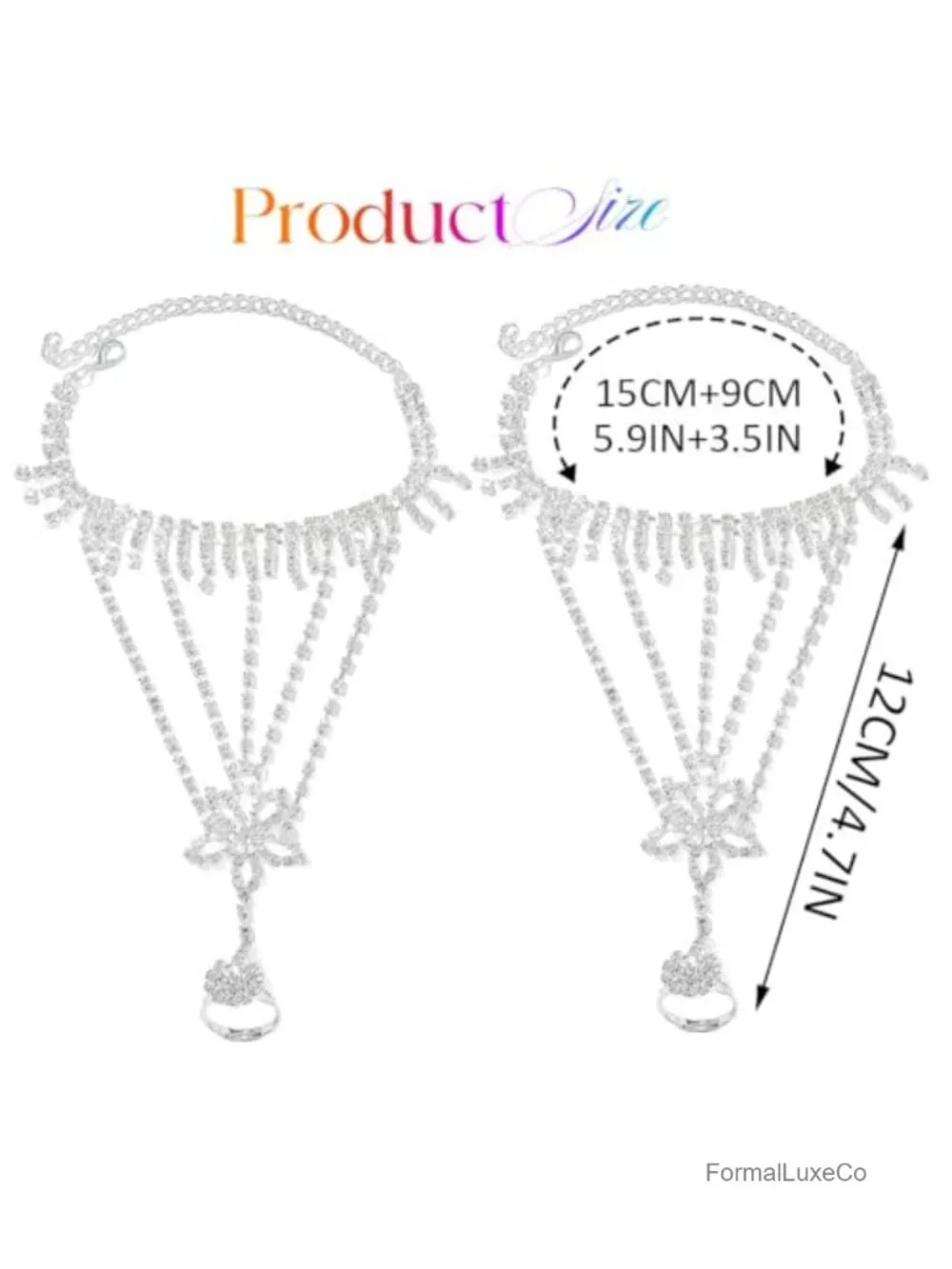 Fingerless Rhinestone Gloves Wedding Bridal Hand Chain Accessories